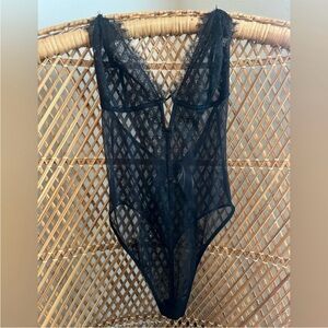 Victoria's Secret Lace Black Lace Bodysuit / Teddy Size Small